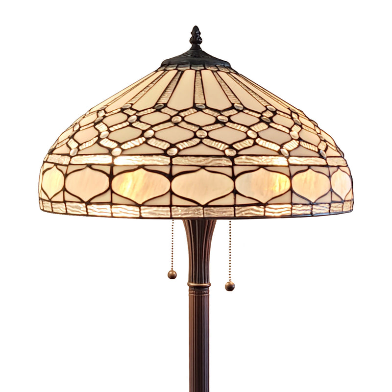 Home Outfitters 62" Brown Two Light Traditional Shaped Floor Lamp With White Stained Glass Bowl Shade