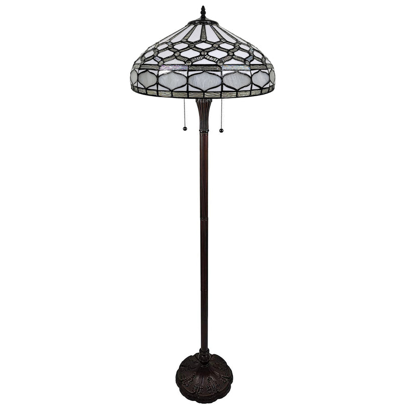 Home Outfitters 62" Brown Two Light Traditional Shaped Floor Lamp With White Stained Glass Bowl Shade