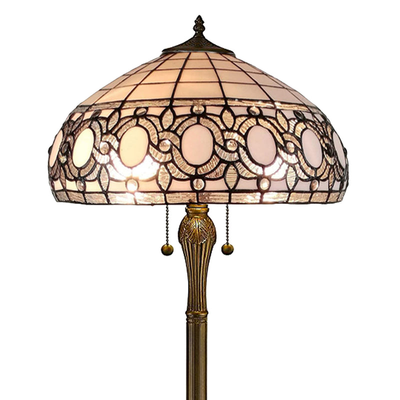 Home Outfitters 63" Brown Two Light Traditional Shaped Floor Lamp With White Stained Glass Bowl Shade