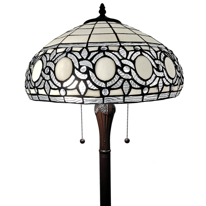 Home Outfitters 63" Brown Two Light Traditional Shaped Floor Lamp With White Stained Glass Bowl Shade