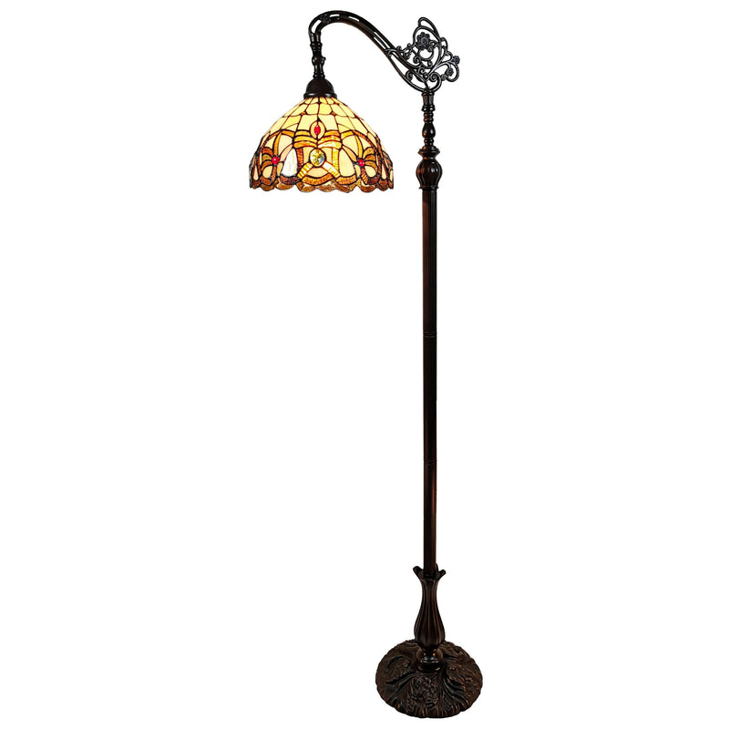 Home Outfitters 72" Brown Traditional Shaped Floor Lamp With Brown Stained Glass Bowl Shade