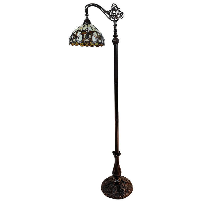 Home Outfitters 72" Brown Traditional Shaped Floor Lamp With Brown Stained Glass Bowl Shade