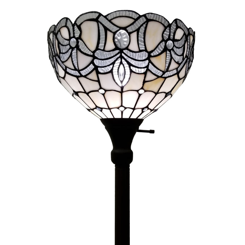 Home Outfitters 72" Brown Traditional Shaped Floor Lamp With Brown Stained Glass Bowl Shade