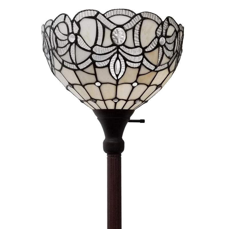 Home Outfitters 72" Brown Traditional Shaped Floor Lamp With Brown Stained Glass Bowl Shade