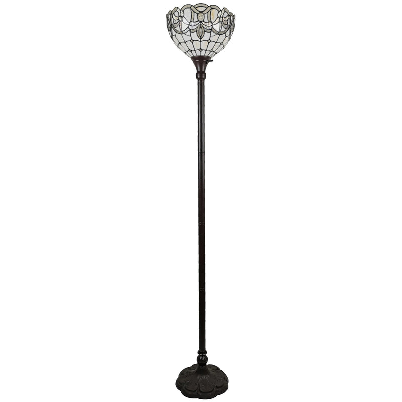 Home Outfitters 72" Brown Traditional Shaped Floor Lamp With Brown Stained Glass Bowl Shade