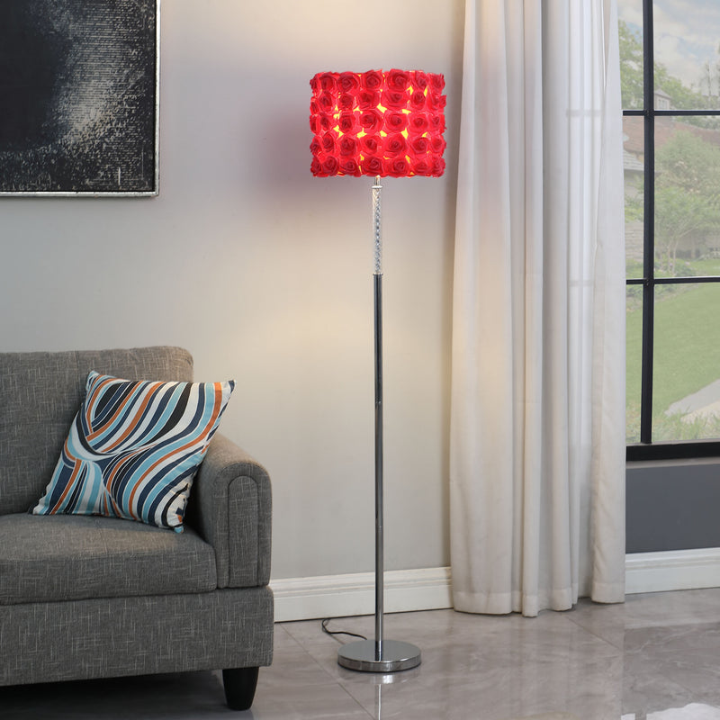 Home Outfitters 63" Steel Traditional Shaped Floor Lamp With Red Drum Shade