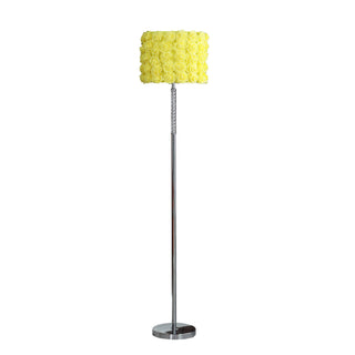 Home Outfitters 63" Steel Traditional Shaped Floor Lamp With Yellow Roses Drum Shade