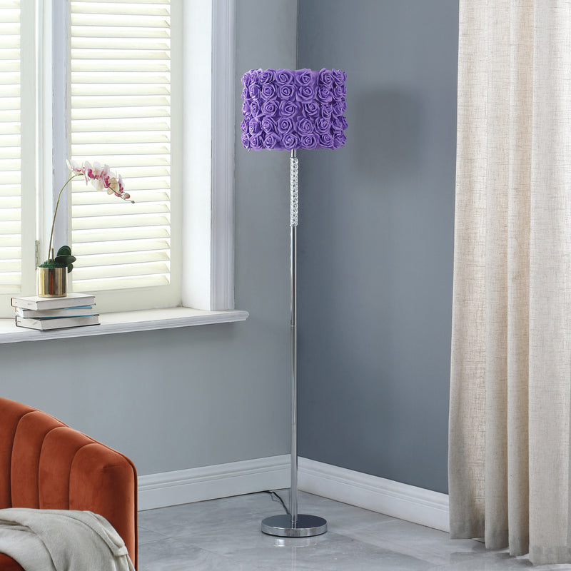 Home Outfitters 63" Steel Traditional Shaped Floor Lamp With Lavender Drum Shade