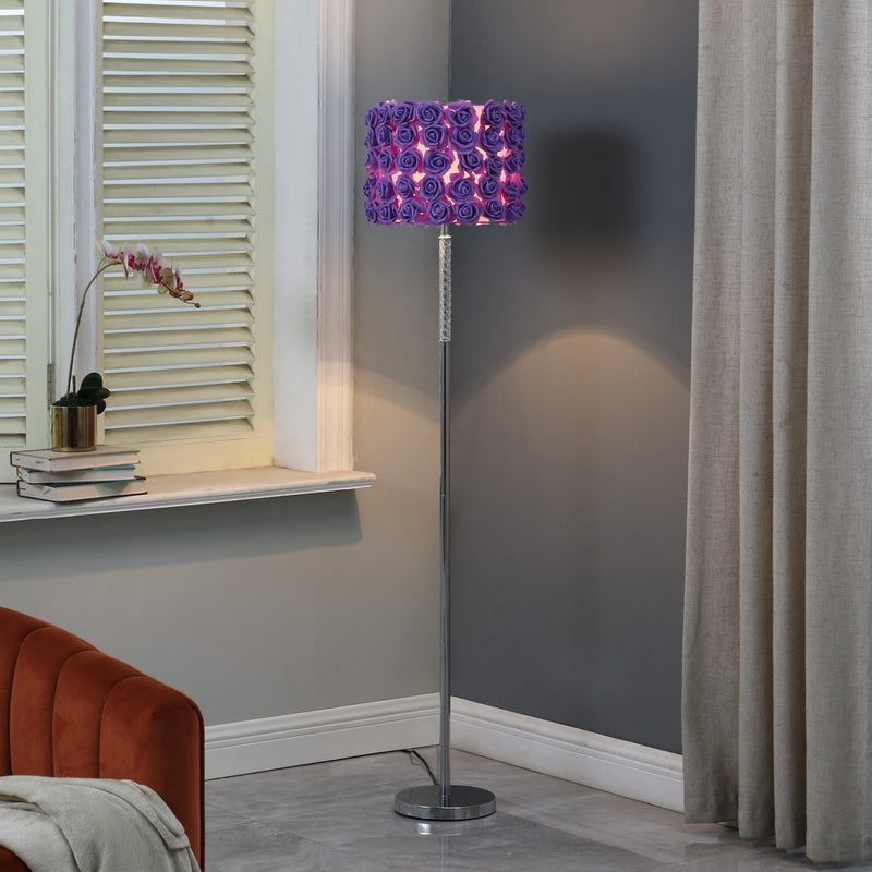 Home Outfitters 63" Steel Traditional Shaped Floor Lamp With Lavender Drum Shade