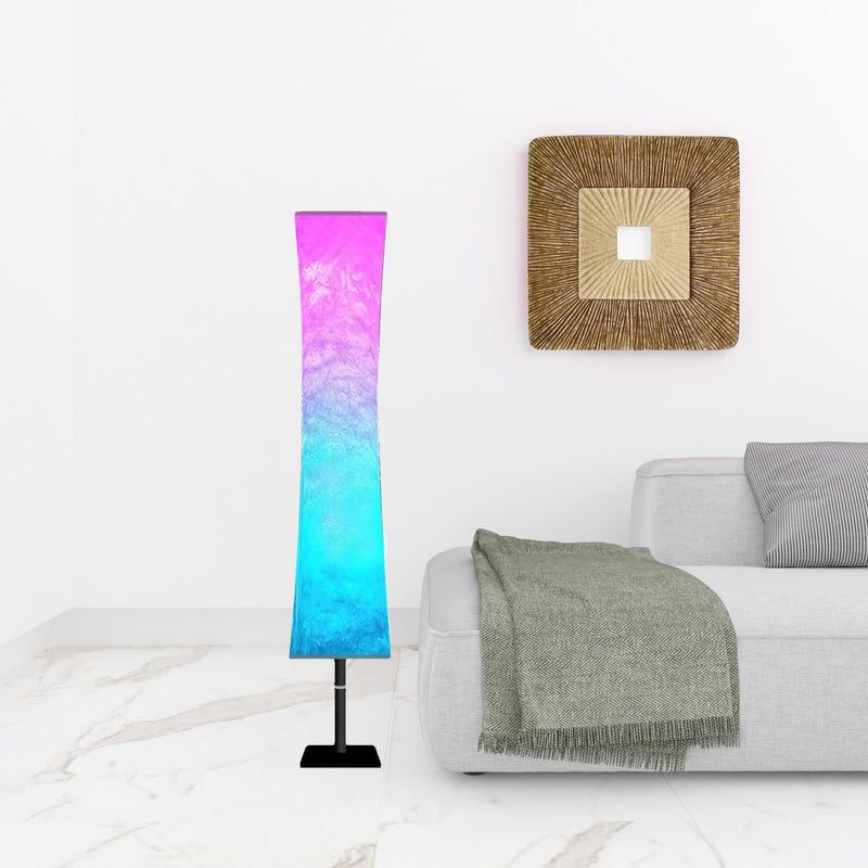 Home Outfitters 59" Color Changing LED White Column Smart Floor Lamp With White Rectangular Shade