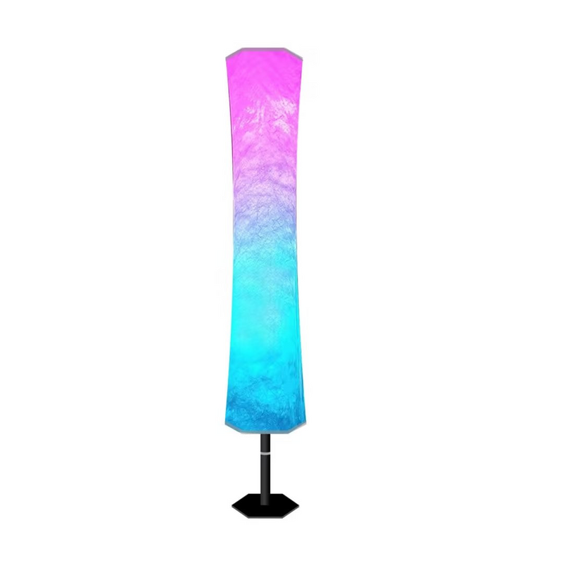 Home Outfitters 59" Color Changing LED White Column Smart Floor Lamp With White Fabric Shade