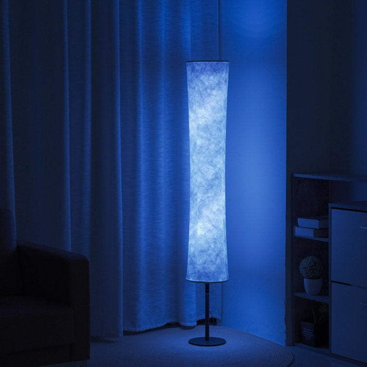 Home Outfitters 59" Color Changing LED Column Floor Lamp With White Rectangular Shade