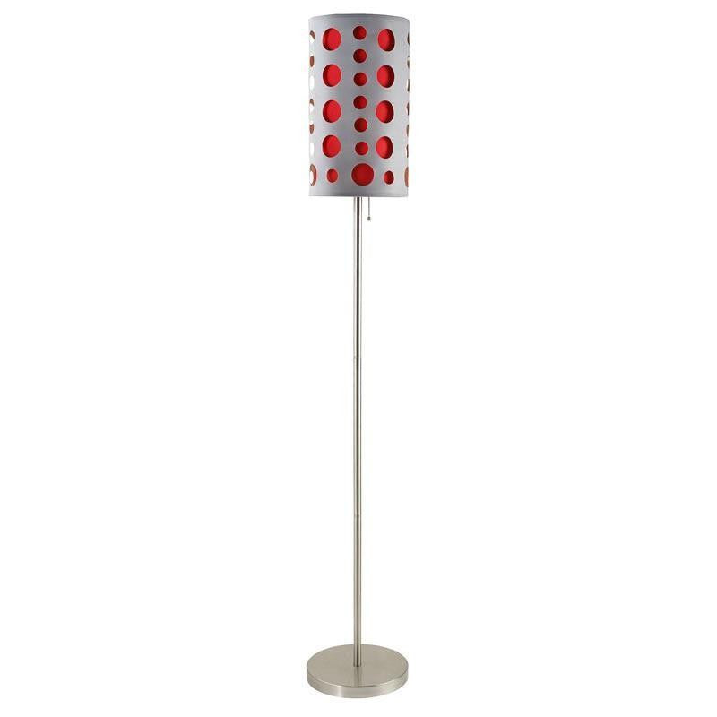 Home Outfitters 62" Satin Nickel and Red Chrome Modern Floor Lamp