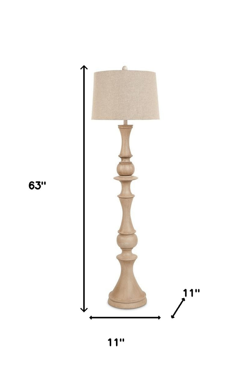 Home Outfitters 63" Distressed Brown Polyresin Curvy Body Floor Lamp With Beige Shade