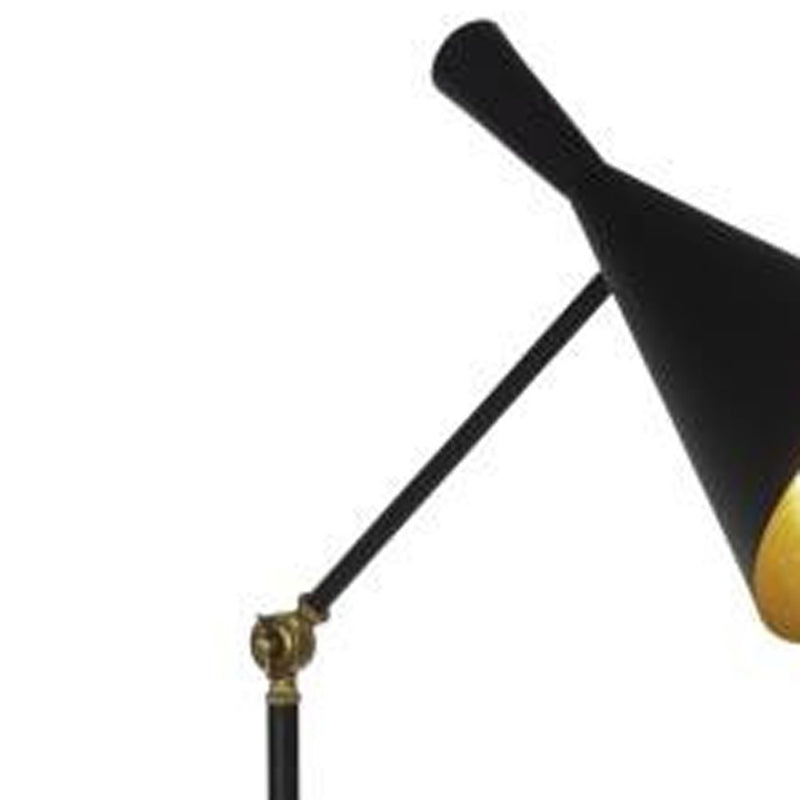 Home Outfitters 60" Black Adjustable Floor Lamp With Black And Gold Cone Shade