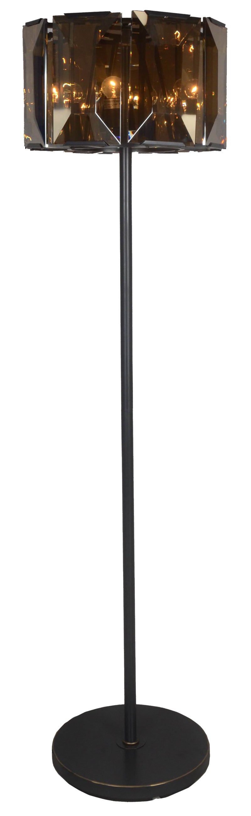 Home Outfitters 68" Dark Bronze Floor Lamp With Amber Solid Color Beveled Glass Drum Shade