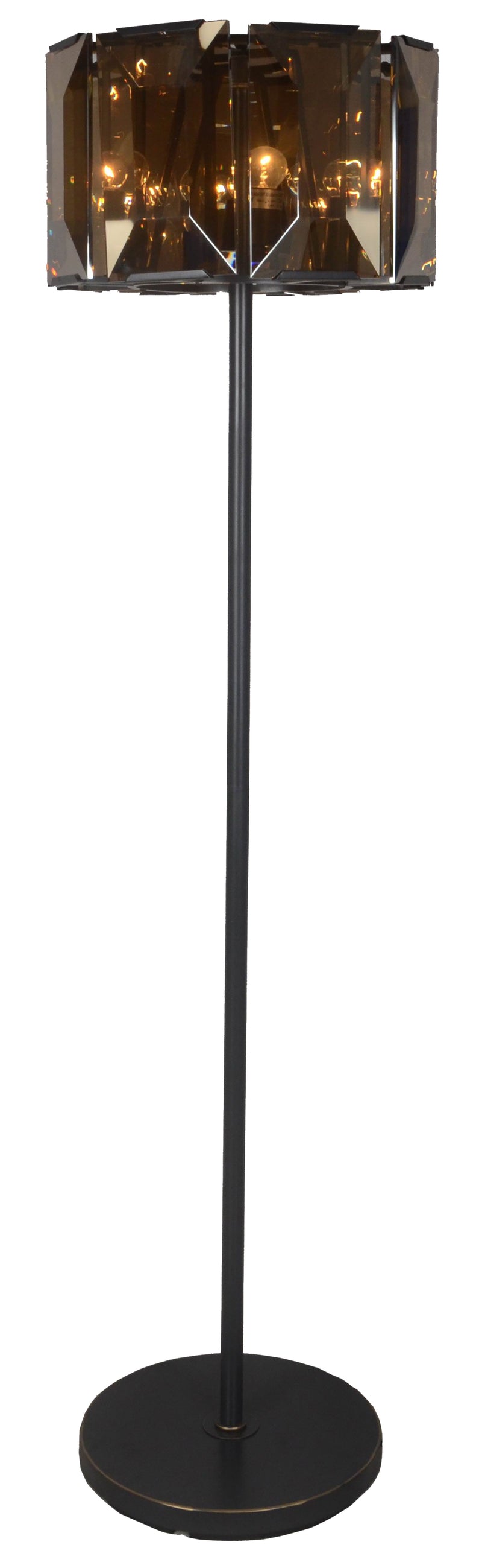 Home Outfitters 68" Dark Bronze Floor Lamp With Amber Solid Color Beveled Glass Drum Shade