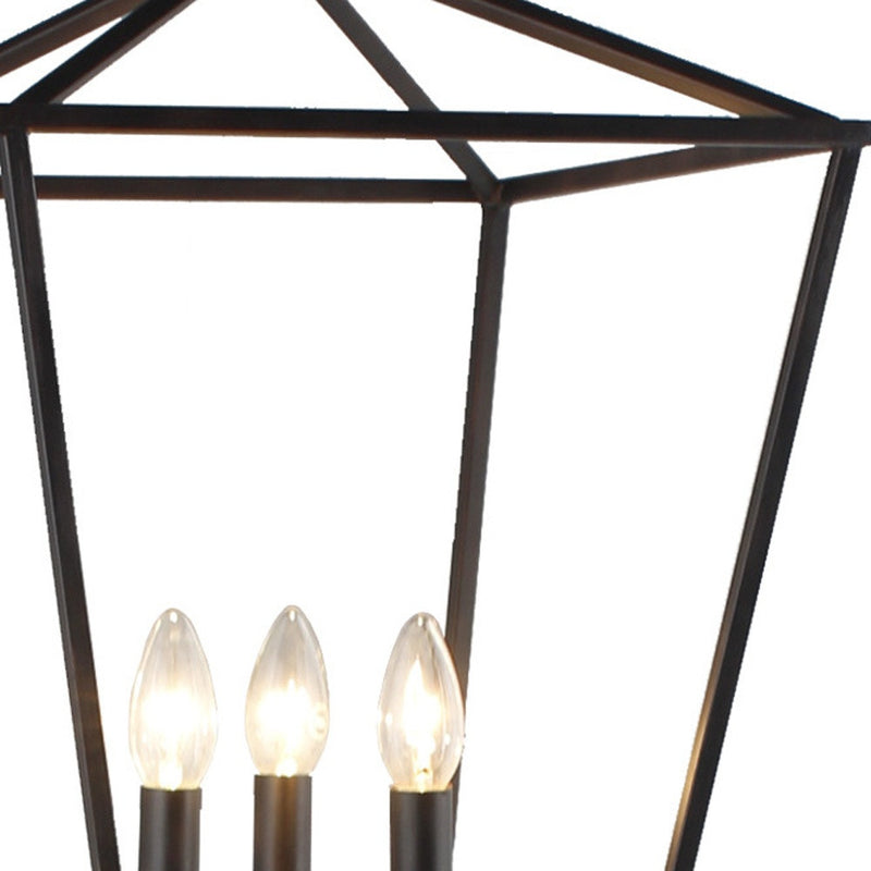 Home Outfitters 64" Black Three Light Floor Lamp With Black Geometric Shade