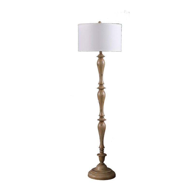 Home Outfitters 62" Rustic Taupe Cream Straight with Curves Floor Lamp With White Shade