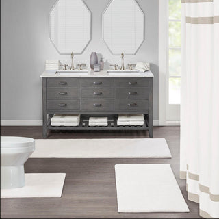 Madison Park Signature Ivory 100% Polyester Marshmallow Bath Rug 24x72", Absorbent Bathroom Floor Mat, Luxury