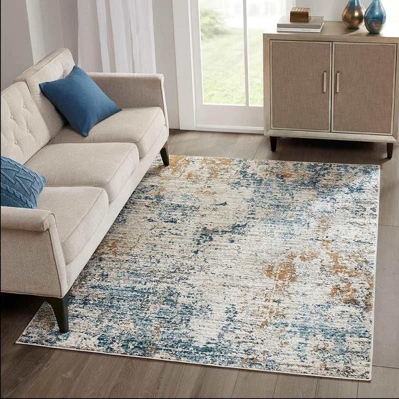Home Outfitters Cream/Blue Pegasus Abstract Area Rug 5&