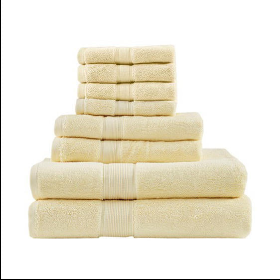 Home Outfitters Yellow 100% Cotton 8 Pcs Bath Towel Set , Absorbent, Bathroom Spa Towel, Glam/Luxury