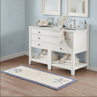 Madison Park Blue 100% Cotton Tufted Rug 21"W x 34"L, Absorbent Bathroom Floor Mat, Coastal