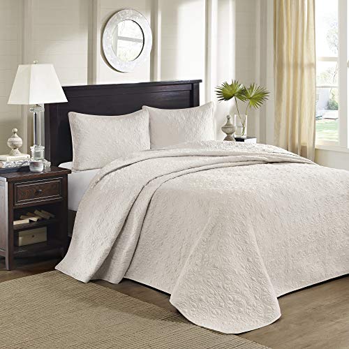 Madison Park Quebec Twin Size Quilt Bedding Set - Ivory , Damask – 2 Piece Bedding Quilt Coverlets – Ultra Soft Microfiber Bed Quilts Quilted Coverlet