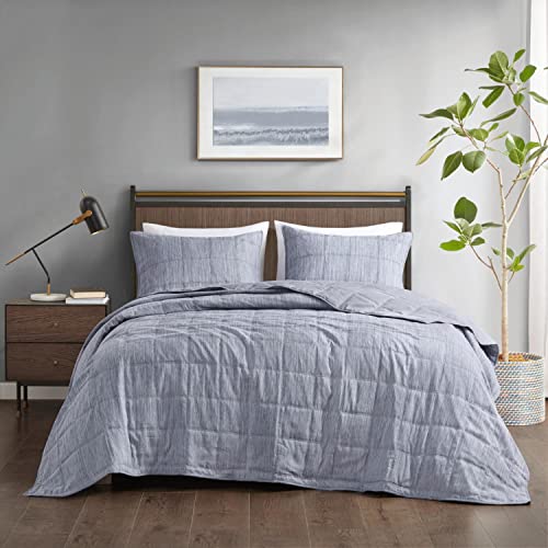 Beautyrest Blue 3 Piece Striated Cationic Dyed Queen Quilt Set BR13-3872