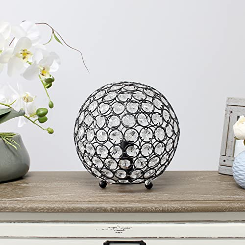 Lalia Home Elipse Medium 8" Contemporary Metal Crystal Round Sphere Glamourous Orb Table Lamp - Restoration Bronze