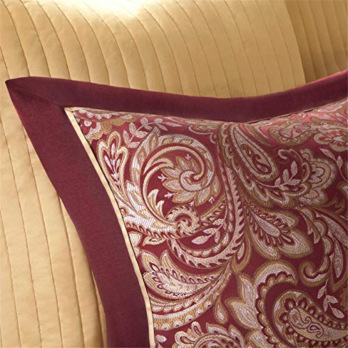 Madison Park Aubrey Cozy Bag Comforter, Faux Silk Jacquard Design All Season Down Alternative Bedding with Complete Sheet Set, Cal King(106"x92"), Red