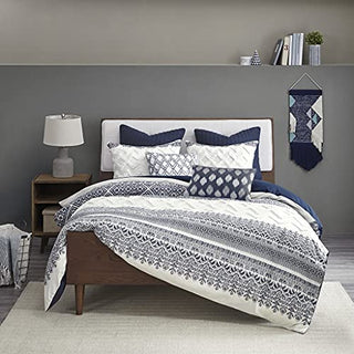 Shabby Chic Cotton Printed Duvet Cover Set with Chenille