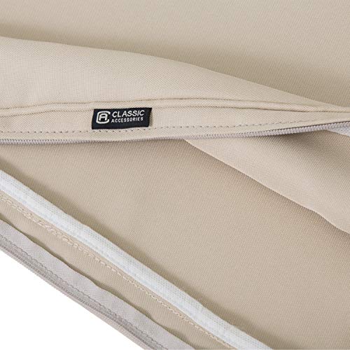 Classic Accessories Montlake FadeSafe Water-Resistant 44 x 20 x 3 Inch Outdoor Chair Cushion Slip Cover, Patio Furniture Cushion Cover, Antique Beige, Patio Furniture Cushion Covers
