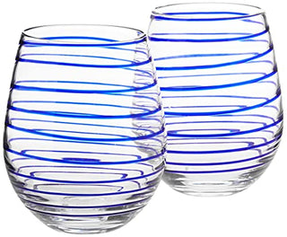 Kate Spade Charlotte Street 2Pc Stemless Wine Glass, 1.50 LB, Blue