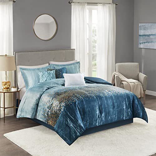 Madison Park Polyester 7-Piece Comforter Set with Navy Finish MP10-7831