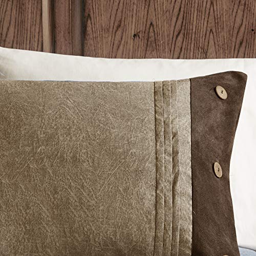 Madison Park Comforter Set-Rustic Cabin Lodge Faux Suede Design All Season Down Alternative Cozy Bedding with Matching Bedskirt, Shams, Decorative Pillow, King (104 in x 92 in), Boone Brown, 7 Piece