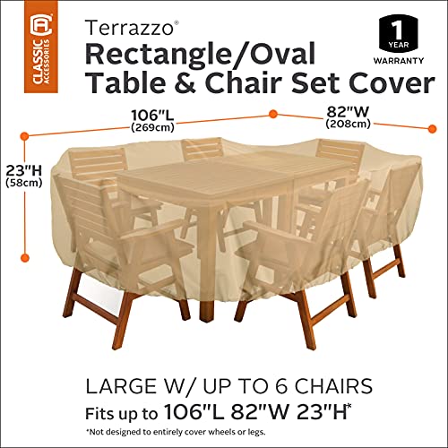 Classic Accessories Terrazzo Rectangular/Oval Patio Table & Chair Set Cover, Large