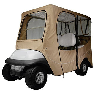 Classic Accessories Fairway Golf Cart Deluxe Enclosure, Khaki, Extra Long Roof