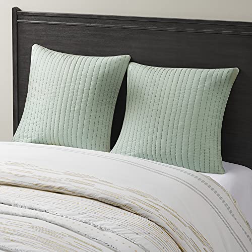 Camila Cotton Quilted Euro Sham-26x26 inches-Seafoam-Hidden Zipper-Insert Not Included-Sold Individually