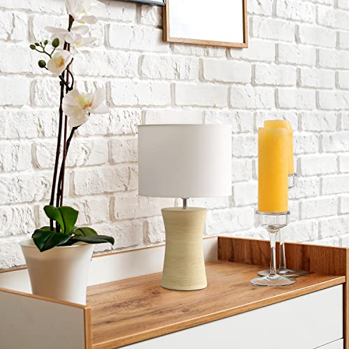 Simple Designs Ceramic Hourglass Table Lamp, Beige, 9.5"L x 9.5"W x 16.5"H