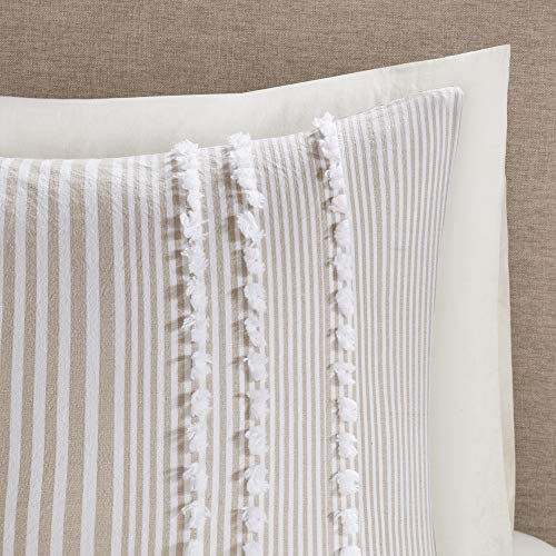 Harbor House 100% Cotton Duvet Set - Trendy Tufted Textured Design, All Season Cozy Bedding Modern Comforter Cover, Matching Shams, Anslee Pom Pom Taupe King(106"x90") 3 Piece