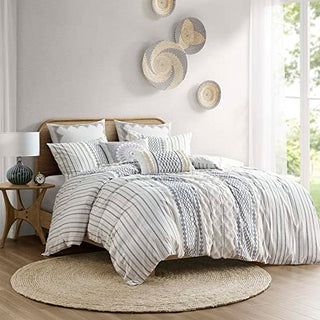 INK+IVY Imani 100% Cotton Farmhouse Comforter Mid Century Modern Design Chenille Tufted All Season B
