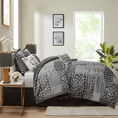 Madison Park Cassian Polyester Jacquard 7-pcs Comforter Set with Black Finish