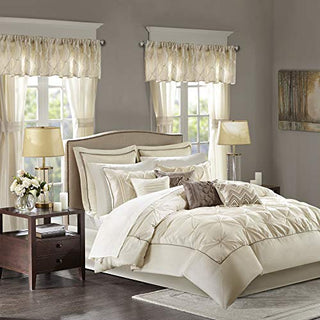 Madison Park Essentials Room in a Bag Faux Silk Comforter Set - Luxe Diamond Tufting All Season Bedding