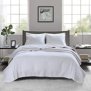 Madison Park Keaton Quilt Set-Casual Channel Stitching Design All Season, Lightweight Coverlet Bedspread Bedding, Shams