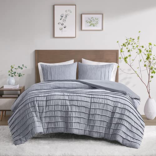 Beautyrest Blue 3 Piece Striated Cationic Dyed Queen Duvet Cover Set BR12-3866