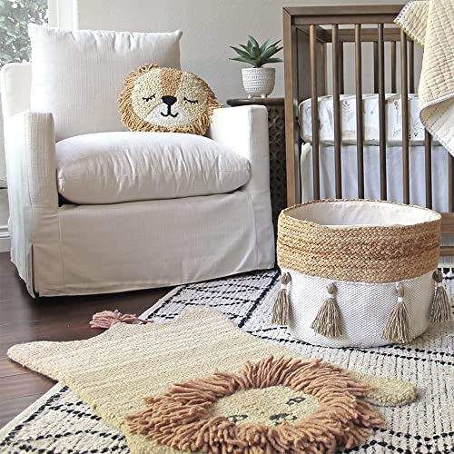 Crane Baby Safari Nursery Décor, Wool Floor Rug for Boys and Girls, Lion Shape, 23" x 36"