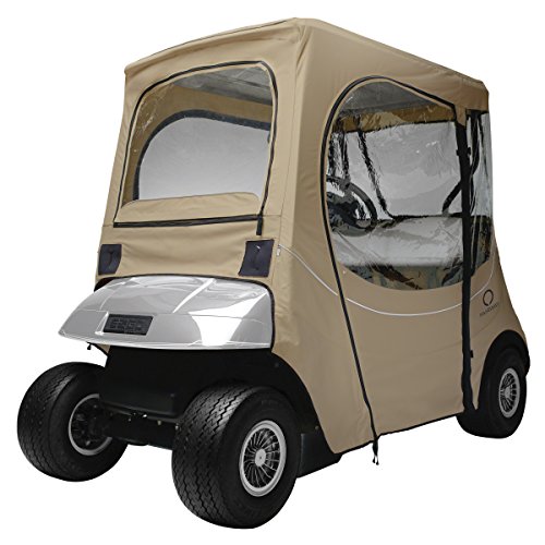 Classic Accessories Fairway Golf Cart FadeSafe Enclosure For E-Z-Go, Short Roof, Khaki
