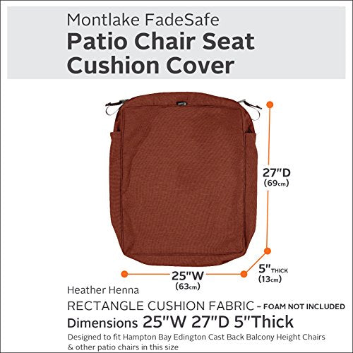 Classic Accessories Montlake FadeSafe Patio Seat Cushion Slip, Heather Henna Cover, 25&