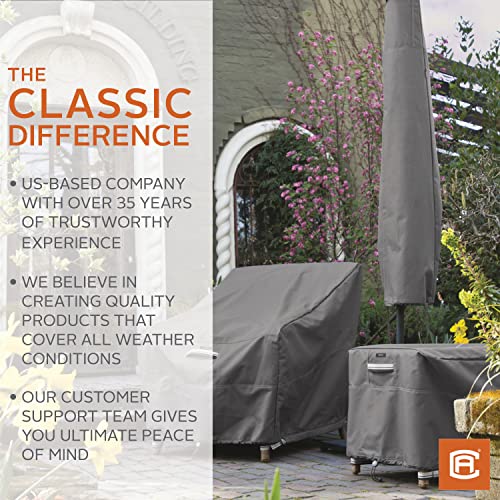 Classic Accessories Ravenna Water-Resistant 32 Inch Rectangular Patio Ottoman/Table Cover, Outdoor Table Cover, Taupe